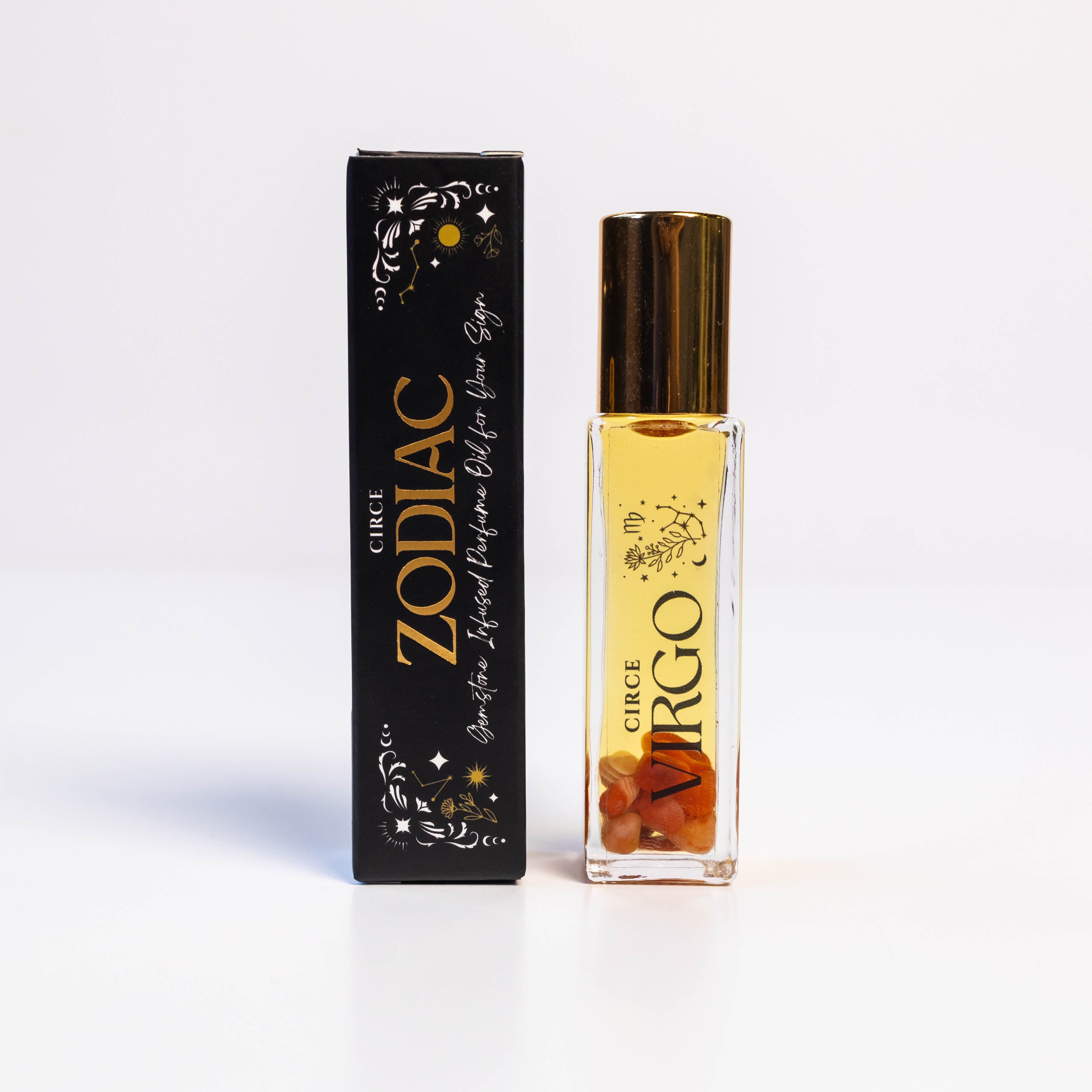 Circe Boutique Zodiac Perfume Oil Set featuring 12 gemstone-infused scents, each representing a different zodiac sign.